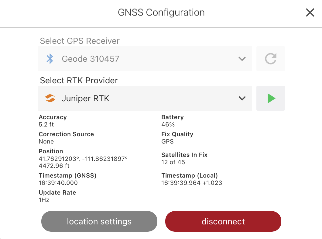 View GPS information