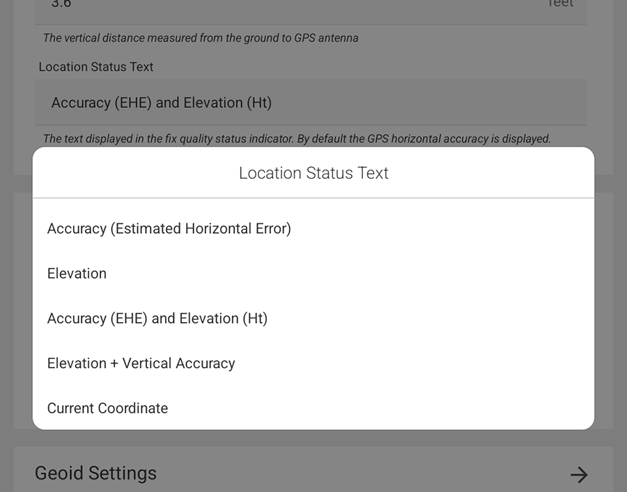 Location status text