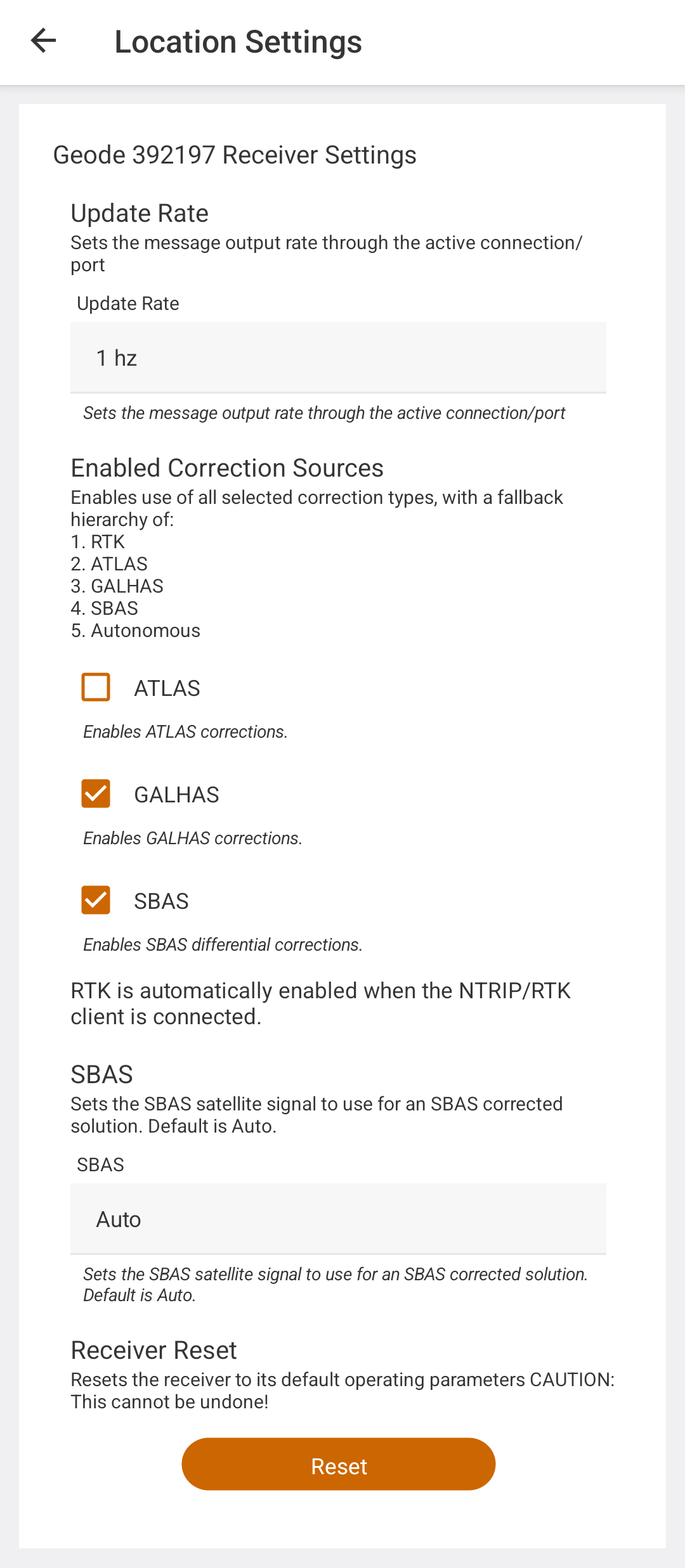 Open Receiver Settings