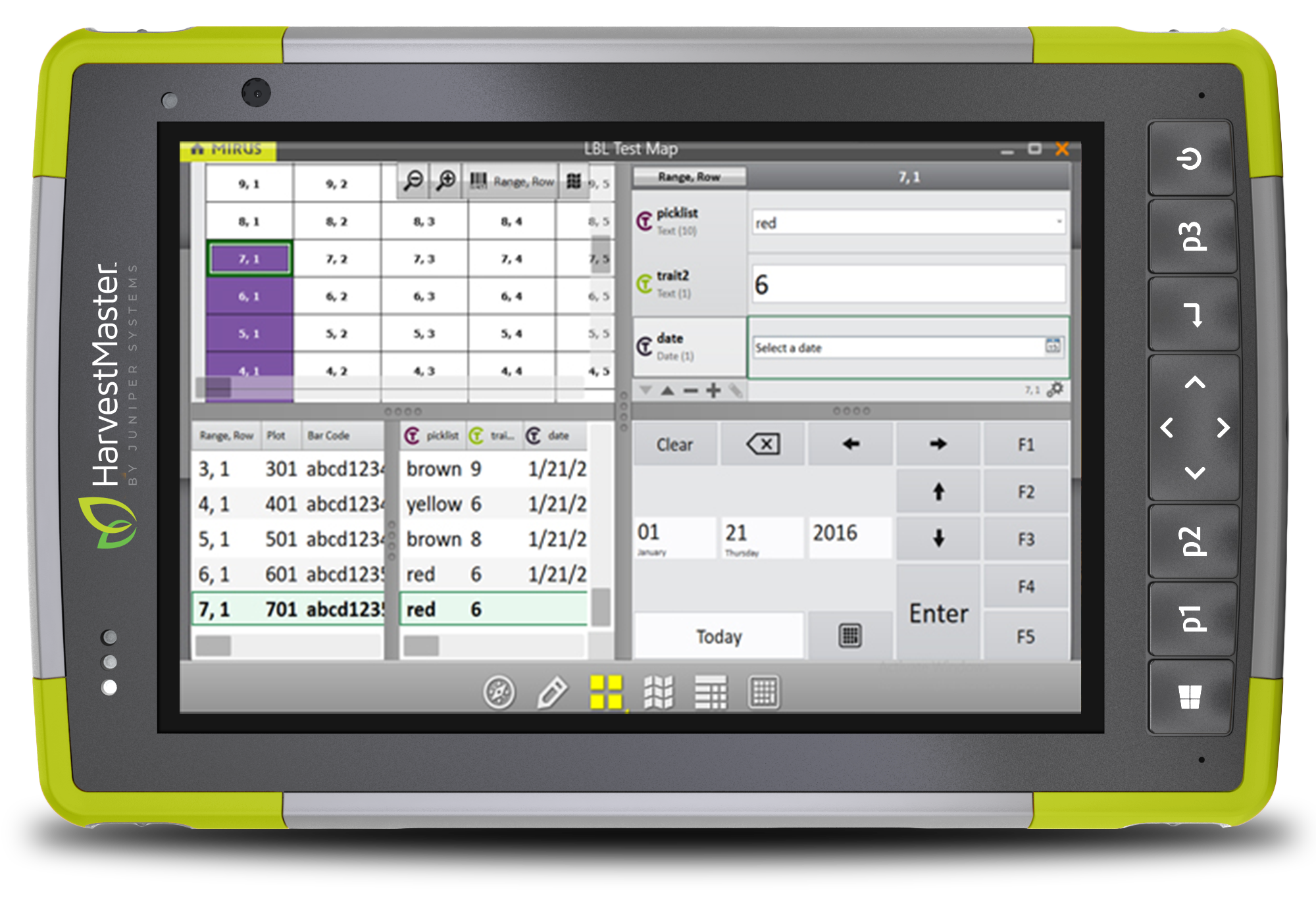 Image of the Mesa tablet showing Plug-In functions of the Mirus software